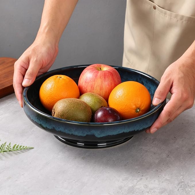 Ceramic Fruit Bowl for Kitchen Counter, Decorative Pedestal Bowl for Table - Image 6