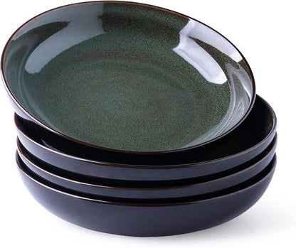 LERATIO 9.0" Ceramic Pasta Bowls Set of 4, 38oz Large Stoneware Bowls Set | by LeRatio