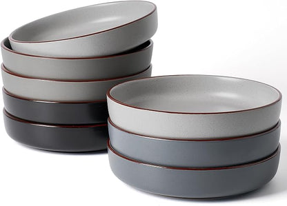 famiware Mercury Pasta Bowls Set of 8, 33 oz Large Salad Bowls, Lead-free and by Famiware