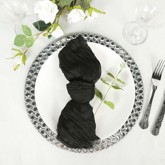 Efavormart 5 Pack 24"x19" Black Matte Gauze Cheesecloth Napkins, Modern Cotton - Image 6