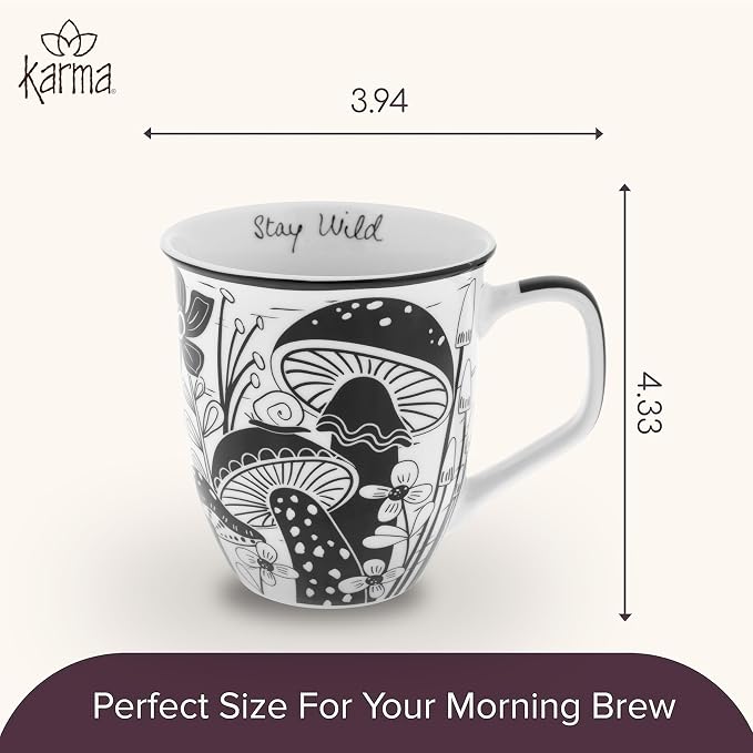Karma Gifts 14 oz Black and White Boho Mug Celestial - Image 2