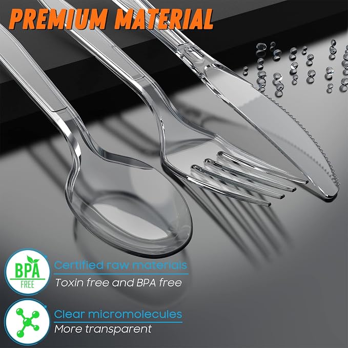 360 Count Plastic Silver Ware Heavy Duty, 120 Forks, 120 Spoons, 120 Knives - Image 3