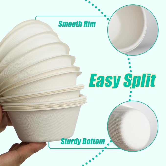 JINVOGREEN 200 Count 8 oz Paper Bowls, Small Disposable Compostable Bowls - Image 8