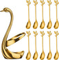 AnSaw Gold Swan Base With 10-Pcs Mini Leaf Coffee Spoon Holder Set by AnSaw