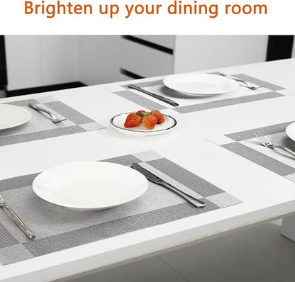 Silver Grey Vinyl Placemats Set of 12, Heat Resistant Table Placemats | 18x12 - Image 7