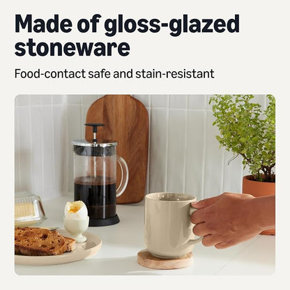 Amazon Basics Stoneware Coffee Mugs, 16 oz, 4-Piece Set, Gloss-Glazed, - Image 3