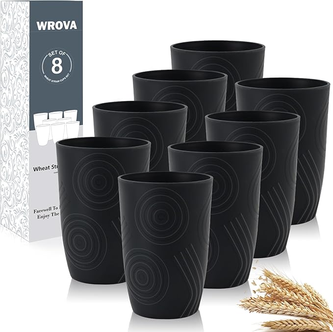 Wrova Wheat Straw Cups 16oz set of 8 by WROVA
