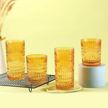 Loivttvv Glassware Drinking Glasses Set of 8, 14 oz Highball Glasses & 10 oz - Image 6