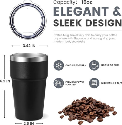 MEWAY 16oz Tumbler Double Wall Vacuum Insulated Travel Mug Bulk, Stainless - Image 2