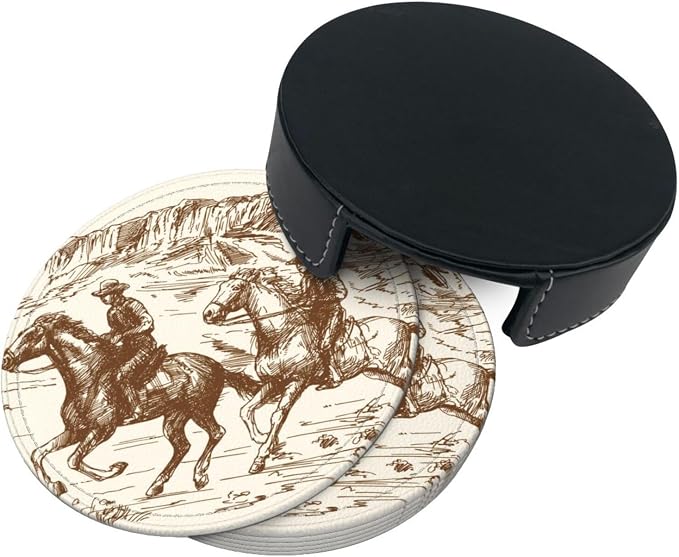 Western Desert Vintage Cowboy Coasters - Image 9