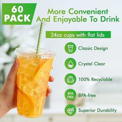 Lilymicky 60 Sets 24 oz Clear Plastic Cups - Image 3
