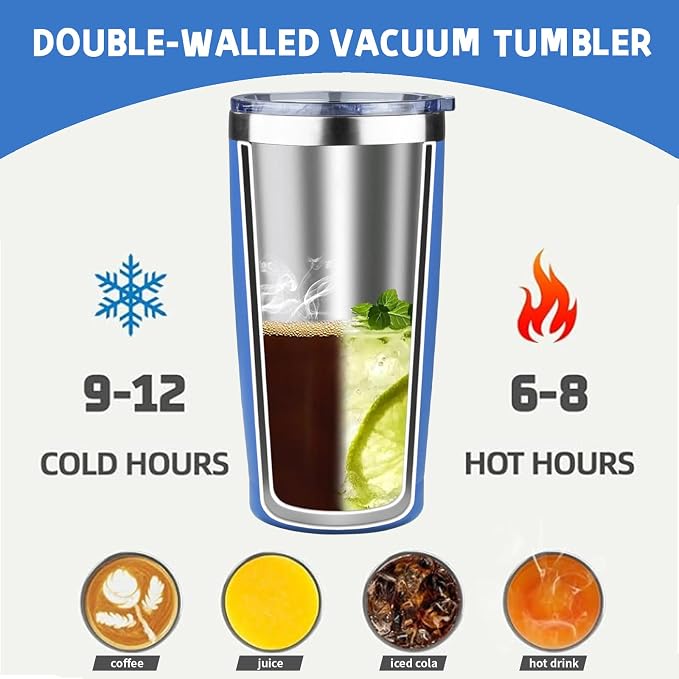 20 oz Tumbler with Lids and Straws, Stainless Steel Insulated Coffee Tumbler - Image 3