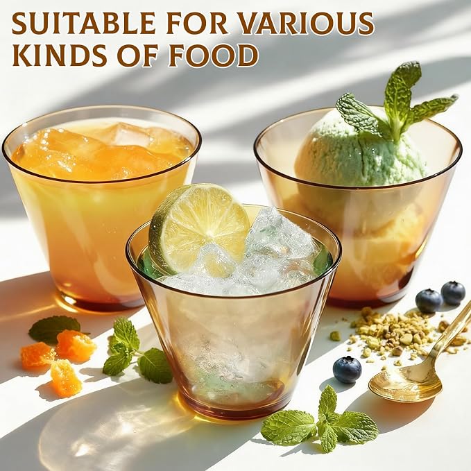 Glowserve 9 OZ Brown Disposable Plastic Cups Cocktail Cup 50 Pack | Fancy - Image 5