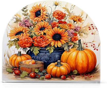 Napkin Holder Sunflower Pumpkin Crystal Clear Acrylic Napkin Holders, Paper Napkin Holder Dining Table Dispenser for Kitchen Restaurant Home Decor Bar Accessories