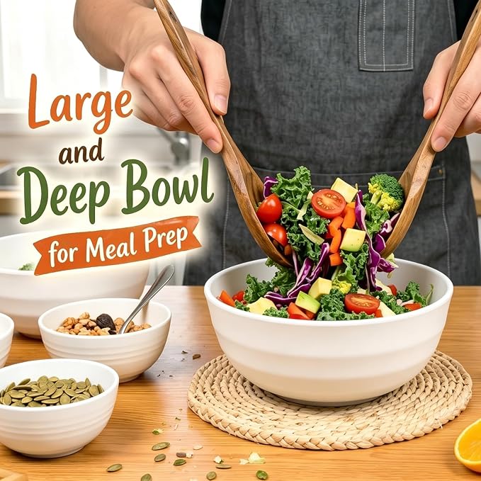 Soup Bowls 60oz, Unbreakable Wheat Straw Bowls Sets of 8, Large Kitchen Bowls - Image 5