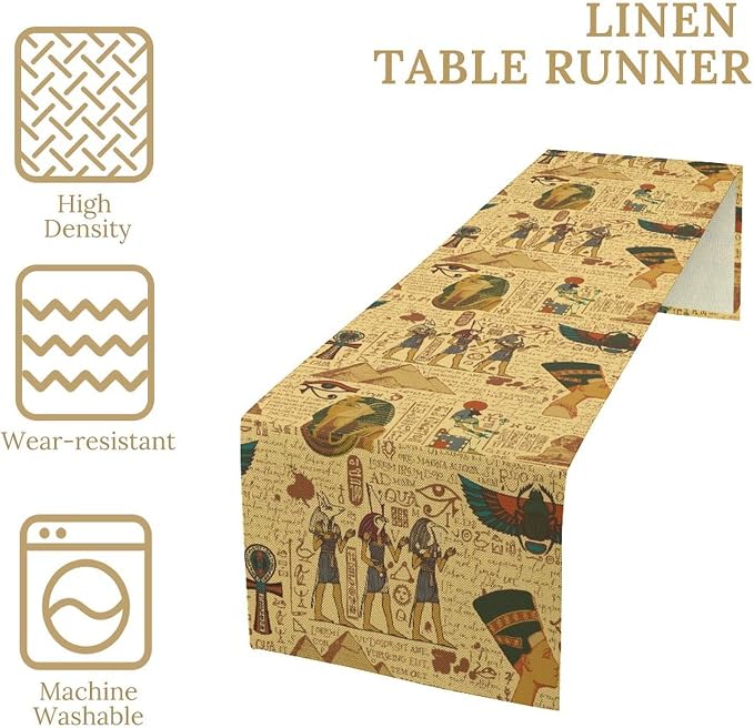Vintage Ancient Egypt Table Runner Old Egypt Hieroglyphics African Pharaoh - Image 4
