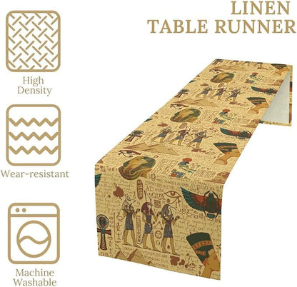 Vintage Ancient Egypt Table Runner Old Egypt Hieroglyphics African Pharaoh - Image 4