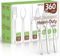 360 Count Plastic Silver Ware Heavy Duty, 120 Forks, 120 Spoons, 120 Knives by Dipoo