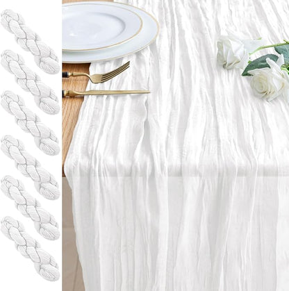 Cheesecloth Table Runner 10FT 6Pcs Ivory Boho Gauze Rustic Sheer Runners | by Xiomot