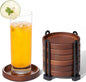Set of 6 Wooden Coasters with Holder-Coffee Table Coasters by Hanber