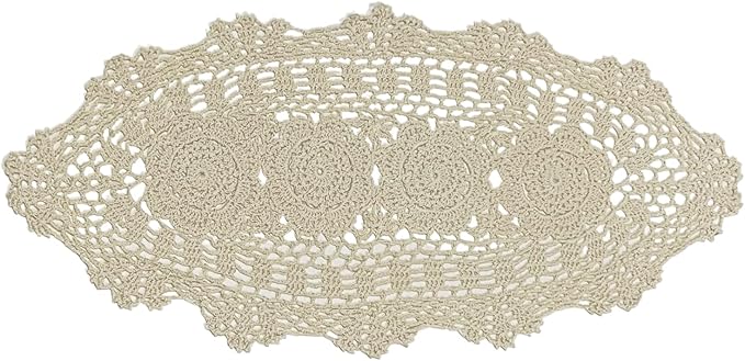Phantomon Oval Lace Table Runner Doilies Floral Table Scarf Furniture Cloth - Image 4