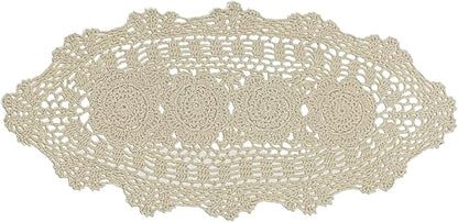 Phantomon Oval Lace Table Runner Doilies Floral Table Scarf Furniture Cloth - Image 4