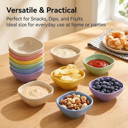 SHECIPIN 6 Pack Small Plastic Bowls 4.5 OZ Unbreakable Wheat Straw Dipping - Image 4