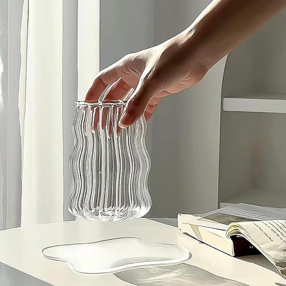 4 Pcs Ribbed Glass Cups, Vintage Drinking Glassware - Image 4