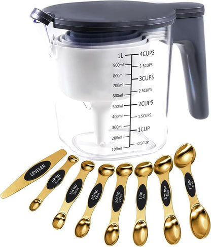 18-Pc Magnetic Measuring Cups and Spoons Set, by Recogwood