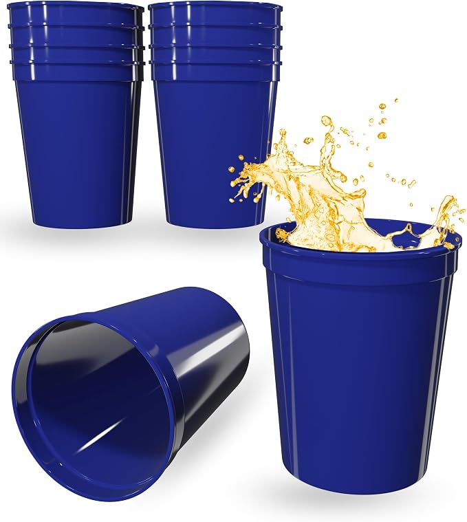 PartyPrints 10 Pack 16 oz Royal Blue Reusable Blank Plastic Cups, Stadium Cups by PartyPrints