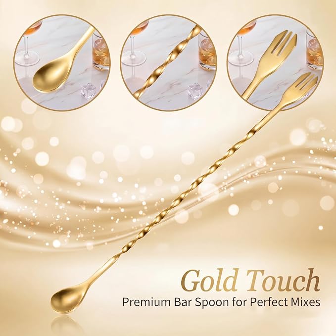 Boao 8 Pcs 10 Inch Long Bar Spoon Cocktail Spoon Stirring Mixing Stainless - Image 3