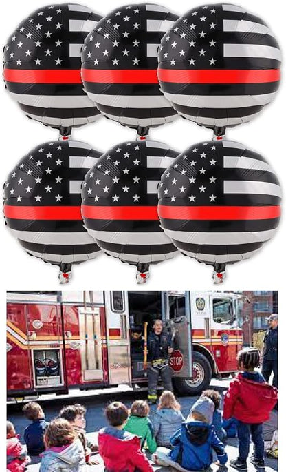 Thin Red Line Balloons-6 Pack-18 Inch-Firefighter EMT Mylar-Havercamp | Set of - Image 4