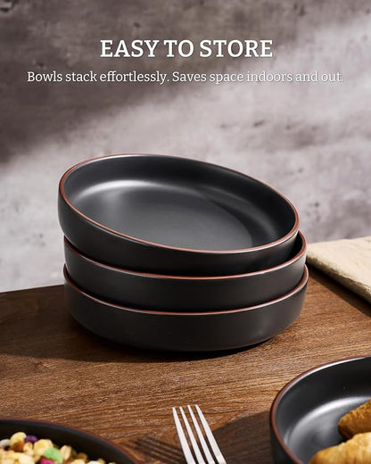 famiware Mercury Pasta Bowls Set of 8, 33 oz Large Salad Bowls, Lead-free and - Image 5