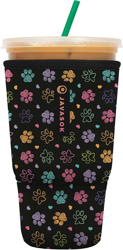 Sok It JavaSok Iced Coffee & Cold Soda Insulated Neoprene Cup Sleeve (Furry Footprints, XLarge: 38-42oz)