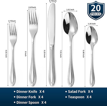 Silverware Set for 4, 20-Piece Flatware Set Include Spoons And Forks Set - Image 2
