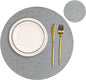 Round Leather Placemats for Round Tables Set of 8, Gray Table Place Mats and Coasters, Washable Easy to Care for Indoor Decor 13" Diameter