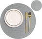 Round Leather Placemats for Round Tables Set of 4, Gray Table Place Mats and Coasters, Washable Easy to Care for Indoor Decor 13" Diameter