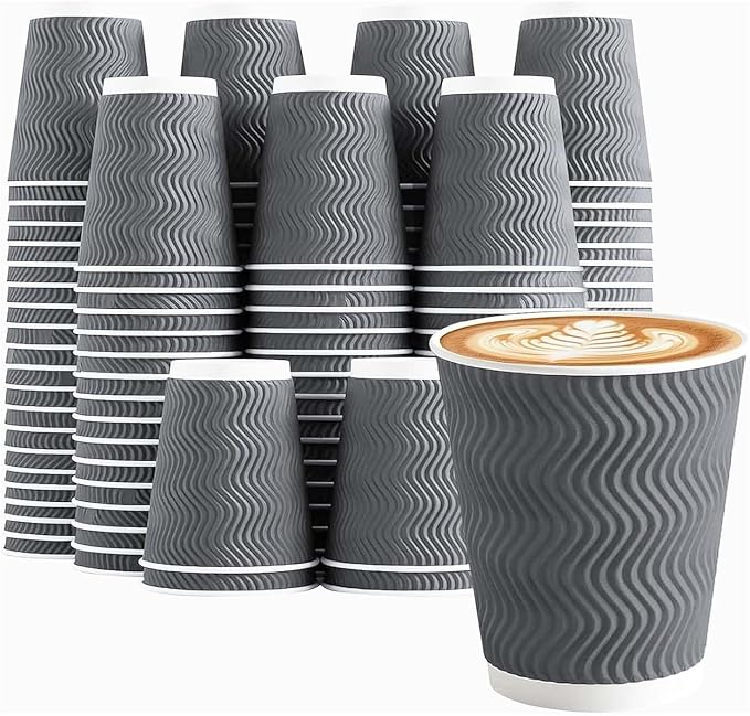 Clawsoff 500 Pack 8 oz Coffee Cups Disposable Insulated Paper Cup Gray | by BuyNow