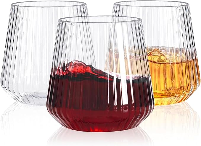 YOUBET 40Pack Plastic Ribbed Wine Glasses by YOUBET