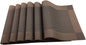 Gugrida Vinyl Brown Placemats Heat Resistant Dining Table Mats Non-Slip Washable Place Mats Set of 6 （Brown）