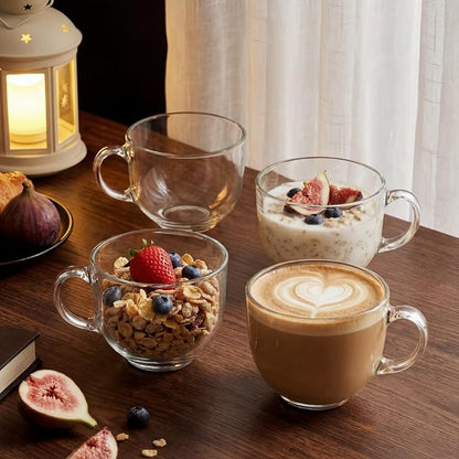 12 Pack Glass Coffee Mugs with Handles, 12 Ounces Glass Breakfast Mugs Bulk - Image 7