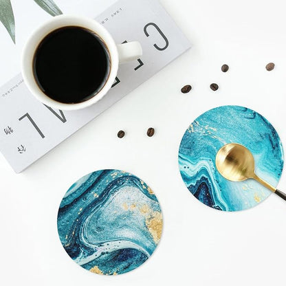 Ocean Gold Blue Marble Coasters Set of 6 Coasters - Image 5