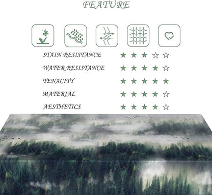60x84 Inch Nature Rectangular Tablecloth Bird Fog Pine Tree Dreamland Table Cloth Waterproof Durable Table Cover for Holiday Picnic Outdoor BBQ Decor