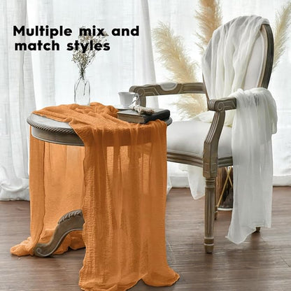 Artoid Mode Boho Orange Gauze 6 Pieces Wedding Table Runner, 120 Inch Birthday - Image 5