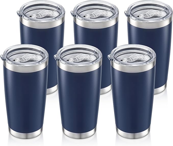 20oz Tumbler Bulk with Lid Stainless Steel Tumblers, 6 Pack | Leak Proof Lid by Unknown