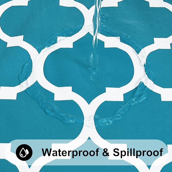Smiry Rectangle Table Cloth, Wipeable Spillproof Plastic Tablecloths for Dining, Waterproof Vinyl Tablecloth with Flannel Backing for Rectangle Tables, Camping, Outdoor and Indoor (70"x90", Teal)