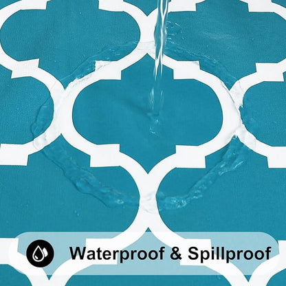Smiry Square Table Cloth, Wipeable Spillproof Plastic Tablecloths for Dining, Waterproof Vinyl Tablecloth with Flannel Backing for Square Tables, Camping, Outdoor and Indoor (70"x70", Teal)