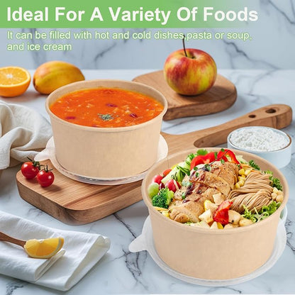 50 Pcs 32 Oz disposable meal prep containers，paper bowls - Image 3