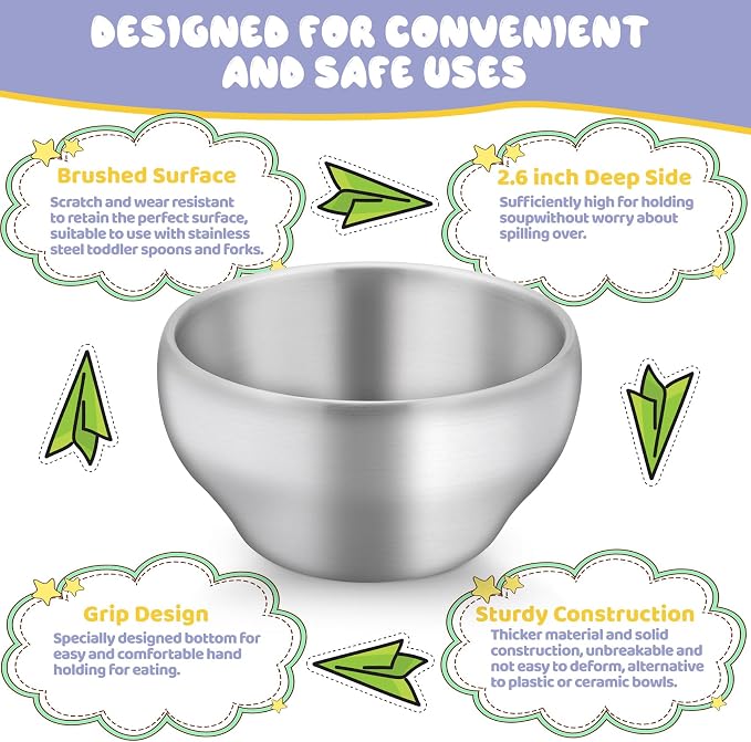 TeamFar Stainless Steel Bowls for Kids, 12oz Baby Toddler Bowls Set of 3 | - Image 3