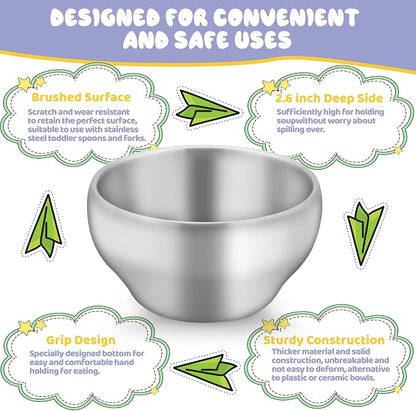 TeamFar Stainless Steel Bowls for Kids, 12oz Baby Toddler Bowls Set of 3 | - Image 3